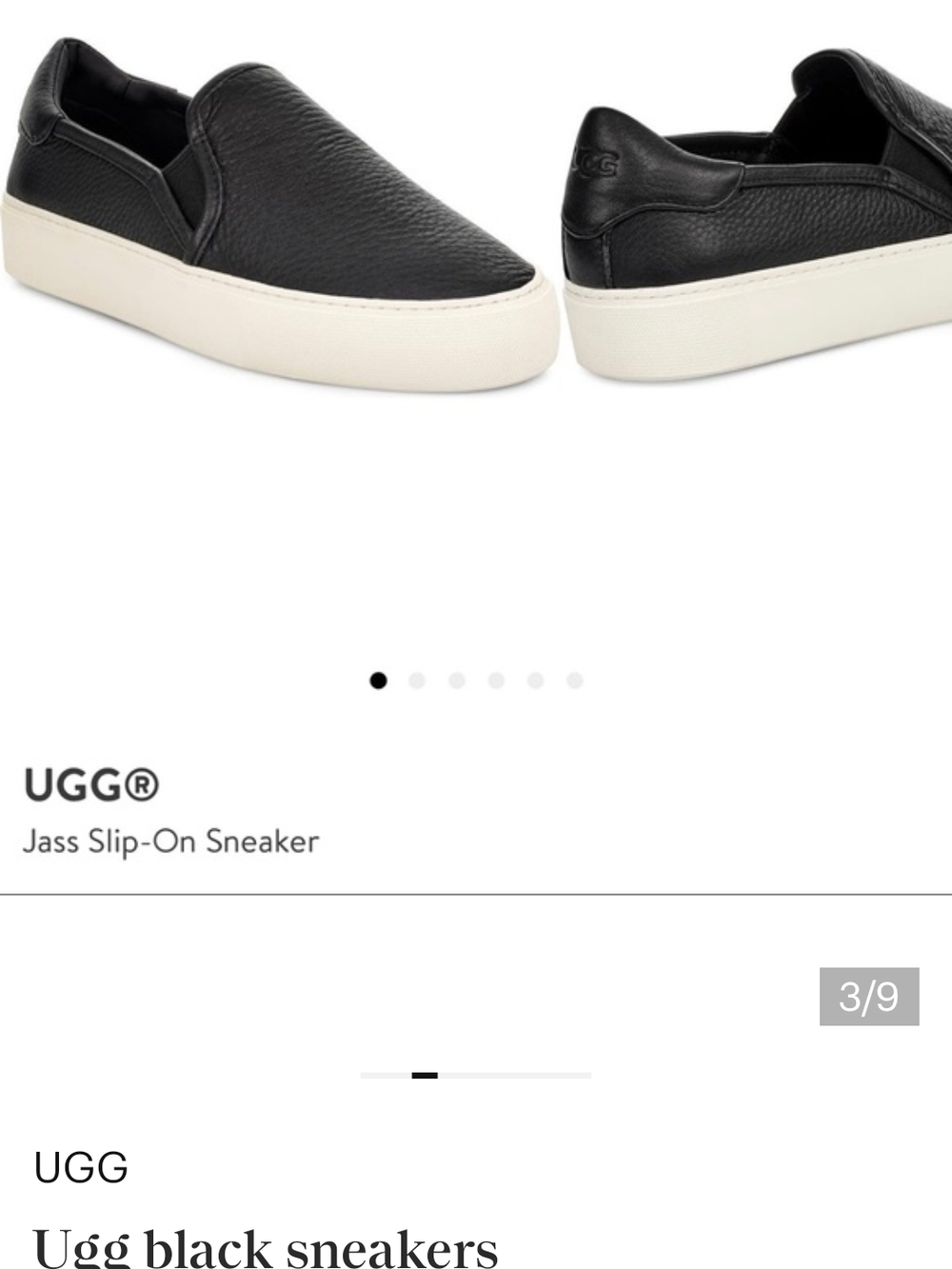 UGG Black Leather Slip-On Sneakers with White Platform Sole